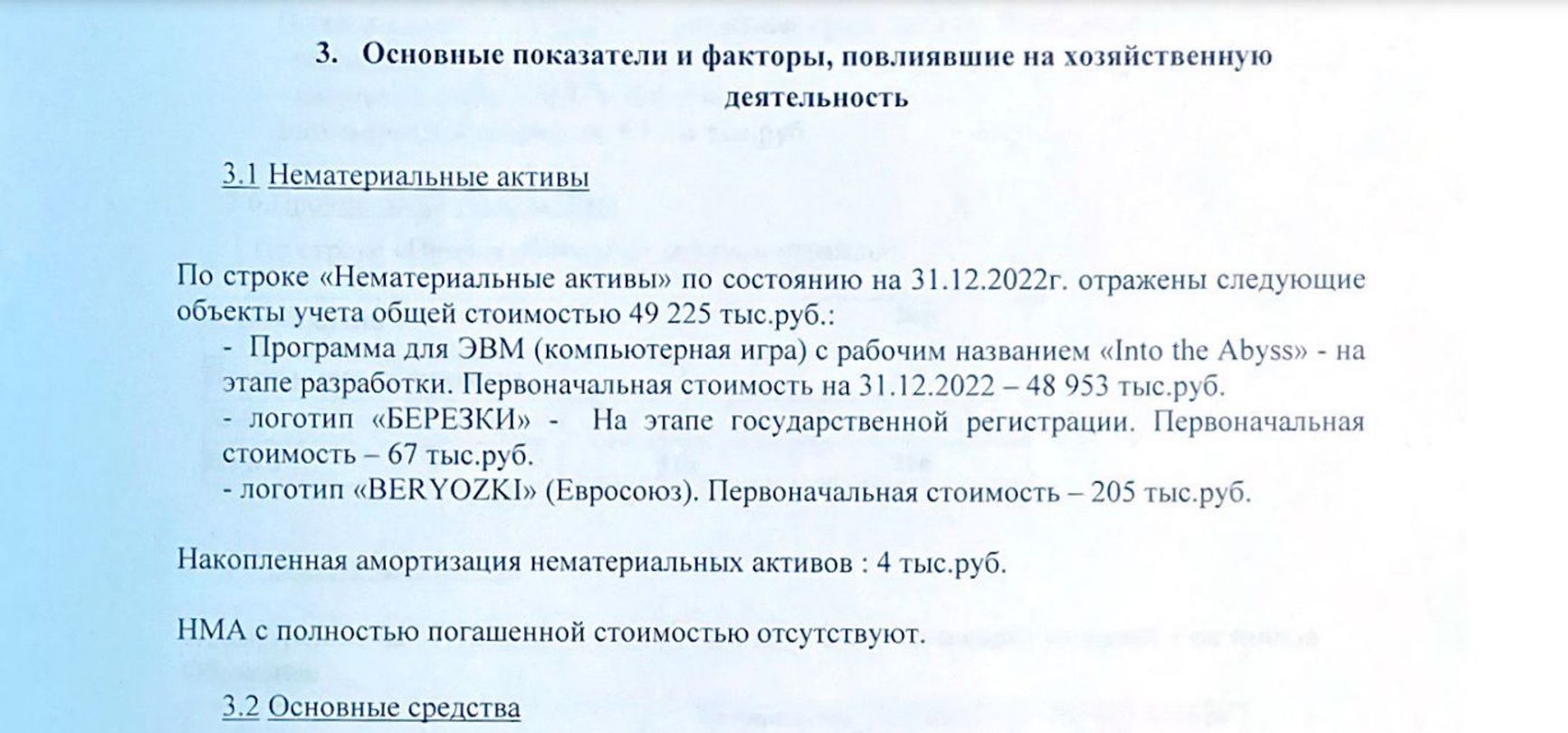 In 2022, Beryozki reported it was developing a game with the working title 'Into the Abyss.'